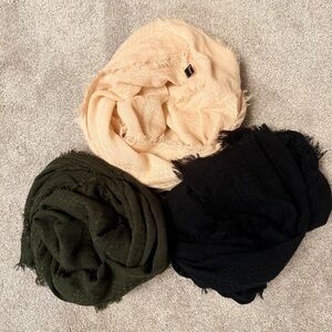 H&M Trio of Scarves in Black, Olive, and Cream